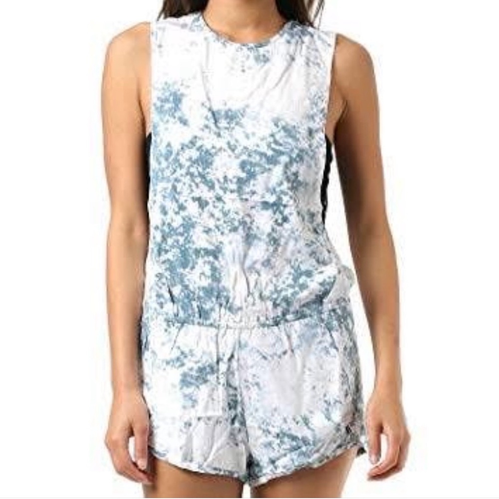 Hurley Sleeveless Tie-Dye Romper in Blue & White - M